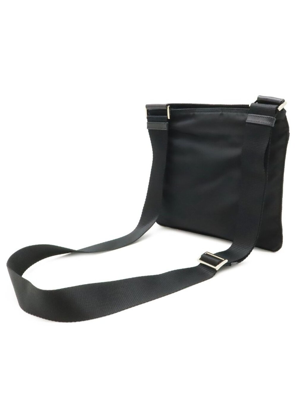 Prada Triangle Logo Shoulder Bag / Nylon / Leather / Nero Black / Silver - Picture 2 of 8